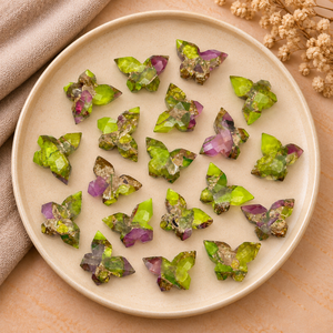 Perles de pierres précieuses facettées en turquoise cuivrée vert néon et violet papillon 14x10mm pour la fabrication de bijoux, fournitures en gros - Product Image 1