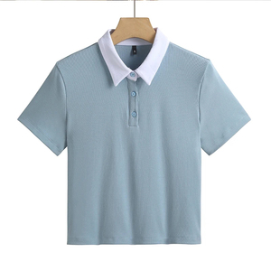Camiseta de Manga Corta para Mujer, Color Verde Claro Sólido, Informal, de Punto, Poliéster, Secado Rápido, Corte Regular, OEM ODM - Product Image 1