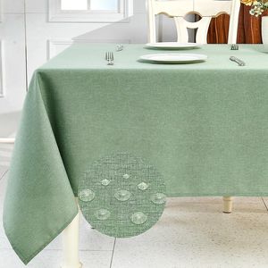 Tovaglia Rettangolare in Lino Verde Salvia Impermeabile e Antimacchia per Decorazioni Natalizie Facile da Pulire - Product Image 1