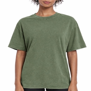 Camiseta de Algodón Tejido Transpirable para Mujer, Oversize, Casual, de Corte Holgado, Teñida Premium, Manga Media, Cómoda para el Día a Día, Personalizada - Product Image 1