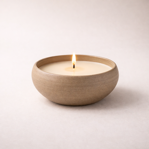 Recipiente de Cerámica para Velas con Textura Natural, Tazón Ancho, Grueso, Resistente al Calor, Acabado Mate Suave, para una Sola Vela, Decoración de Lujo - Product Image 1