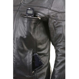 Chaqueta de Motociclista Clásica de Cuero y Textil para Mujer SAMROZ SPORTS - Uso Durante Todo el Año - Product Image 4