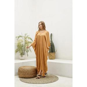 Vestido Maxi Boho con Cuello en V y Mangas Murciélago, Corte Holgado, Dobladillo Asimétrico, Color Sólido, Tela Viscolose, Ropa Casual de Verano - Product Image 3