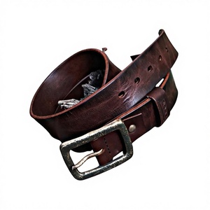 Accessoires pour hommes en cuir de vache 100% original, finition naturelle, écologiques, imperméables, boucle à ardillon vintage, luxe, B.S INTERNATIONAL - Product Image 3