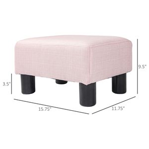 Poggiapiedi Cubo in Tessuto di Lino con Gambe in Plastica per Casa, Ufficio, Appartamento o Hotel - Disponibile in Rosa - Product Image 3