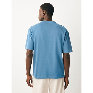 Camiseta de Hombre Azul Claro Oversize 100% Algodón Jersey Cuello Redondo Manga Corta Estilo Urbano Antipilling Serigrafiada Casual Color Liso - Product Image 3