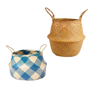 Decorative Handmade Natural Straw Belly <b>Baskets</b> Handles Farmhouse Style Souvenir Storage <b>Basket</b> PHU HAO Brand Home Decoration - Product Image 1