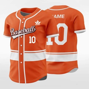 Camiseta de Béisbol SPARKWELL Naranja y Blanca con Estampado Sublimado, Unisex para Adultos, Manga Corta, Cierre de Botones, Transpirable, 100% Poliéster, Deportiva - Product Image 1