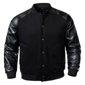 Men’s Varsity Baseball <b>Jacket</b> Cotton Blend Letterman <b>Jacket</b> with Faux <b>Leather</b> Sleeves Classic Bomber Coat Casual Athletic - Product Image 2