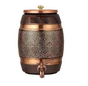Dispensador de Agua de Cobre con Diseño de Pavo Real, Soporte de Hierro y Taza a Juego, Tanque Metálico Ayurvédico de 5 Litros para Beneficios para la Salud - Product Image 2