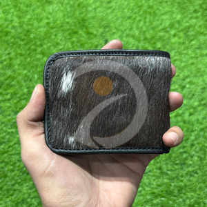 Portefeuille en cuir de vachette fait main de qualité supérieure pour homme, fin et élégant, avec finition en fourrure rustique authentique - Product Image 6