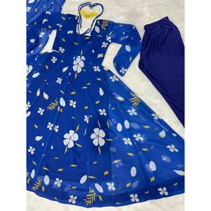 VESTIDO DE TRABAJO CON ESTAMPADO DIGITAL DE DESIGER GEORGETTE FONDO CON DUPATTA AZUL - Product Image 5