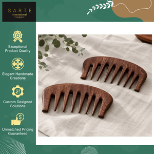 <b>Hot</b> Sale on Natural Wide Tooth Detangling Anti-Static Beard <b>Comb</b> Eco-Friendly Handmade Customized Engraved Wooden Hair <b>Comb</b> - Product Image 5