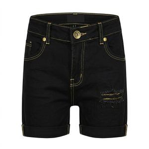 Shorts de Mezclilla Desgastados |   Shorts Vaqueros Personalizados con Lavado Oscuro, Dobladillo Enrollado y Detalle Desgarrado - Product Image 6