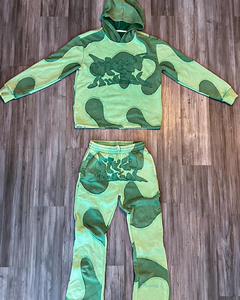 Custom Men's Vintage Embroidery <b>Hoodies</b> Distressed Patchwork Tracksuit with Acid Wash Zip Winter Set Solid Pattern - Product Image 1
