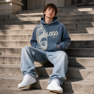 Sudadera con Capucha de Algodón Estilo Retro Y2K con Estampado de Calavera Gótica, Lavado Personalizado - Product Image 3