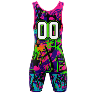 <b>Men</b> Multicolor Sublimated <b>Wrestling</b> <b>Singlet</b> Polyester Lightweight <b>Wrestling</b> Sportswear Athletic Uniform Match Training - Product Image 3