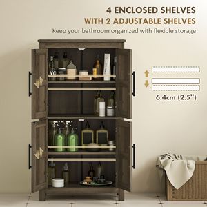 "4-Door Solid Wood Freestanding <b>Vanity</b> Cabinet for <b>Bathroom</b> 23.6" X 11.8" X 43.3" Brown" - Product Image 4