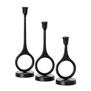 <b>Black</b> Iron <b>Candlestick</b> <b>Holder</b> Set Modern Ring Design Durable Home Decoration Metal Candle <b>Holders</b> Decor - Product Image 1