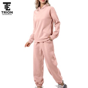 Ensemble de survêtement pour femme en coton épais, deux pièces, uni, respirant, avec sweat à capuche oversize - Product Image 2