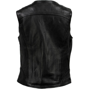 Chaleco de cuero para motocicleta Speed Queen negro para mujer de Samroz Sports con cremallera frontal - Product Image 3