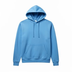Sweat à capuche unisexe blanc uni vintage ODM en tricot, coupe classique, 100 % coton molletonné, avec cordon de serrage réglable et poche kangourou - Product Image 3