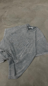 T-shirt décontracté pour homme à col rond et manches courtes en jersey 100% coton gris surdimensionné anti-boulochage 220g - Product Image 2