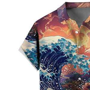 เสื้อเชิ้ตฮาวายลายดอกไม้เขตร้อนแขนสั้นสำหรับผู้ชาย เสื้อเชิ้ตชายหาดลำลองติดกระดุมสำหรับวันหยุดฤดูร้อน - Product Image 2