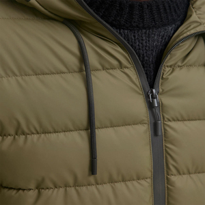 Men's Olive Green Hooded Waterproof Eco-Friendly <b>Reversible</b> Puffer Jacket Windproof Casual Winter <b>Coat</b> Stand Collar Zipper - Product Image 5