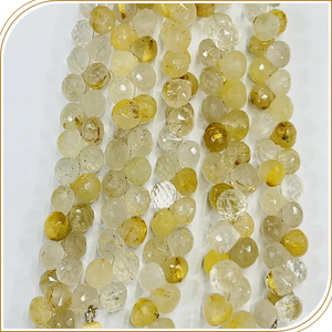 พลอยรูไทล์สีทองธรรมชาติทรงมาร์คีส์ เกรดคาโบชอง แบบหลวม สีทอง ด้านหลังแบน สำหรับเครื่องประดับผู้หญิง ขายส่ง - Product Image 3