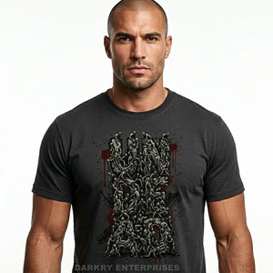 Camiseta Gráfica Gris Carbón para Hombre, Diseño Personalizado con Estampado Zombie Crowd, Camiseta de Algodón de Manga Corta para Hombre, Fabricante de Camisetas - Product Image 1