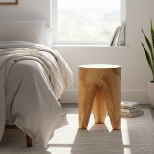 Tabouret trépied en racine de teck naturel rustique artisanal de luxe ARTERRA pour villa, hôtel et appartement - Product Image 3