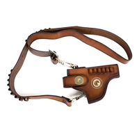 Ensemble ceinture et étui en cuir western avec passants pour cartouches, design artisanal, sangle réglable, équipement de cowboy, ensemble de transport à la taille