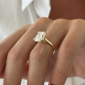 Bague de fiançailles en forme de tulipe avec diamant de laboratoire, or 14 carats jaune, blanc et rose, tendance, certifiée IGI pour femme - Product Image 5