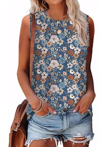 Camisetas sin mangas para mujer, estilo eyelet, holgadas, informales, de verano, cuello redondo, básicas, sin mangas, a la moda 2026 - Product Image 4