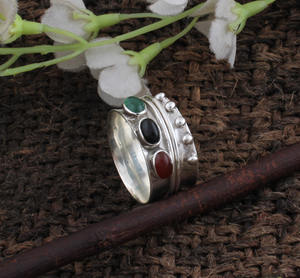 Anillo de Plata de Ley 925 con Múltiples Piedras Preciosas, Banda Lisa Minimalista, Joyería de Plata de Alto Brillo para Mujeres y Hombres, Anillos de Regalo de Aniversario - Product Image 5