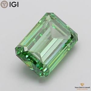 Diamant de laboratoire cultivé CVD de forme émeraude, couleur vert vif fantaisie, clarté VS1, 6,00 carats, certifié IGI pour des bijoux exquis - Product Image 6