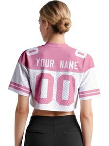 เสื้อเจอร์ซีย์ตาข่ายคอวี แขนสั้น ครอป สำหรับผู้หญิง ปักชื่อและหมายเลขได้ เสื้อกีฬาตาข่ายคุณภาพพรีเมียม เสื้อตาข่ายสตรีทแวร์ - Product Image 2
