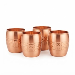 Bicchiere in rame puro, fatto a mano, a forma di barile, martellato, anti-corrosione, tazza ayurvedica <span class=keywords><strong>per</strong></span> bere, <span class=keywords><strong>per</strong></span> casa e hotel - Product Image 2