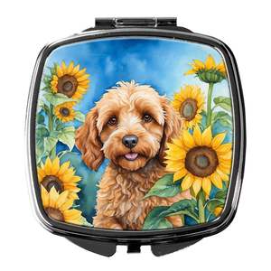 Cockapoo girasoles compacto plegable de mano espejo de maquillaje de viaje regalo decorativo de bolsillo para mujeres y niñas - Product Image 1