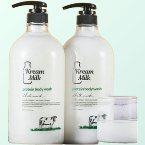 showergel <b>Cream</b> Milk Protein Body Wash White Musk Scent 1.1L 2 Pieces <b>Shower</b> Gels Made in Korea All skin types - Product Image 2