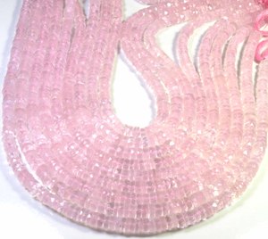 Natural <b>Pink</b> Rose Quartz Beads 16"Inch Heishi Shape Faceted Center <b>Drilled</b> Beads 6mm Top Grade Rose Quartz Gemstones For Jewelry - Product Image 6