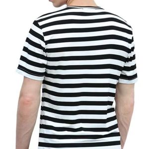 Camiseta de Manga Corta a Rayas Horizontales Blancas y Negras - Moda Casual Moderna, Tejido de Algodón Transpirable, Tendencia de Verano - Product Image 2