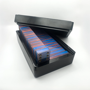 ART INDIEN EXOTIQUE - Jeu de dominos en résine bleue fait main EIA-M-221 - Boîte noire brillante - Décoration artistique pour la maison - Cadeau artisanal - Jeux - Product Image 3