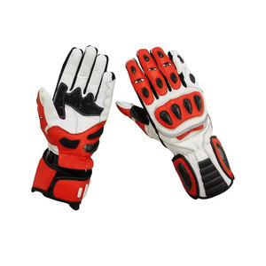 Gants en cuir pour hommes, gants de cyclisme d'été, blanc, rouge, noir, fermeture à boucle - Product Image 1