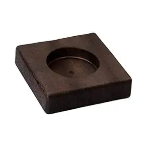 Support carré en bois pour bougie, 2 pièces, longueur 7,9 cm, largeur 7,9 cm, diamètre intérieur 4,5 cm, base 3,1 pouces, insert 1,8 pouce, couleur foncée - Product Image 6