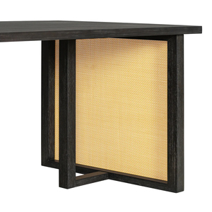 Bureau d'ordinateur rectangulaire noir, table d'écriture rustique en bois grainé pour le bureau à domicile ou l'étude - Product Image 4
