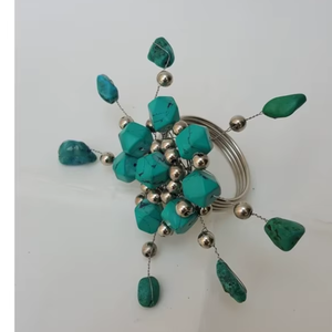 Luxury Turquoise Stone Beaded Napkin <b>Ring</b> | Handmade Decorative Table <b>Holder</b> for Wedding Party Banquet And Dining Table Decor - Product Image 2