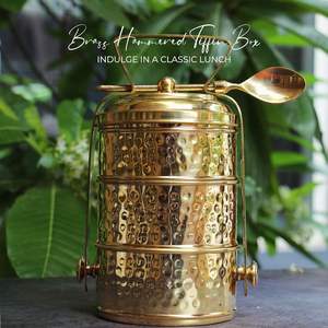 Caja de especias de latón de lujo con asa, contenedor de almacenamiento de especias, organizador de especias de latón de varias capas para decoración de la mesa de comedor de la cocina. - Product Image 3