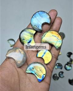 Cabochons de labradorite naturelle de haute qualité, forme lune, faits à la main, lisses, magnifiques pierres précieuses en vrac, labradorites de couleurs mélangées - Product Image 2